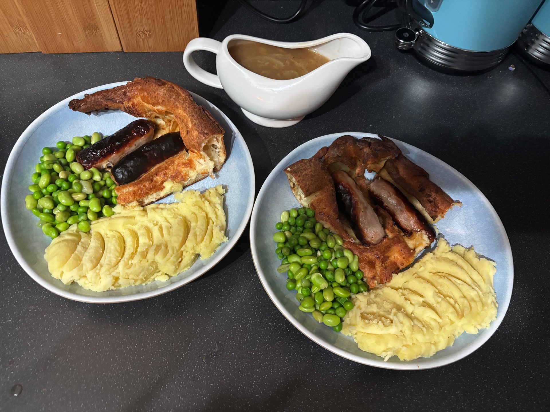 Toad in the Hole Recipe (UK) with Onion Gravy